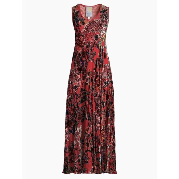 Johnny Was Bias Dress Bobcat Forest Silk Blend Red Floral Maxi XXL  $575 NWT - Picture 2 of 8